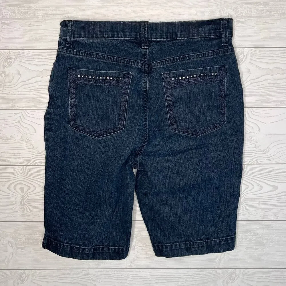 Gloria Vanderbilt Amanda Bermuda Denim Shorts Blue Women's Size 8